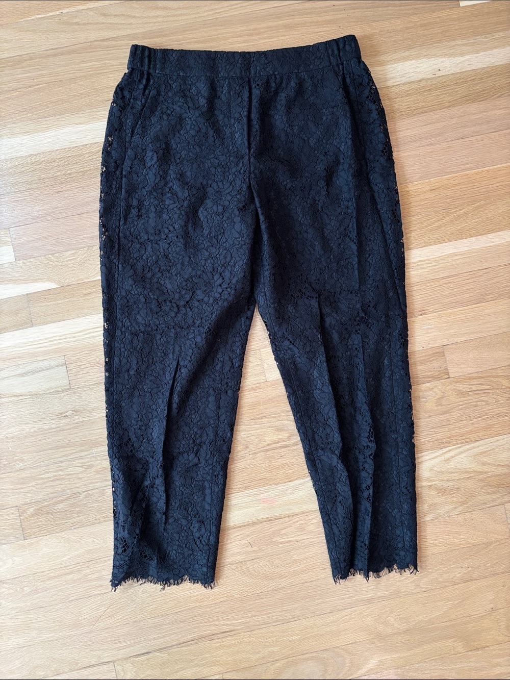 J. Crew Black Lace-Overlay Dress Pants